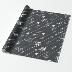 Papel De Regalo Patrón sin brillo con flechas sobre un fondo negr