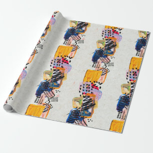 Papel De Regalo Patrón sin brillo con trazos de pintura dibujados