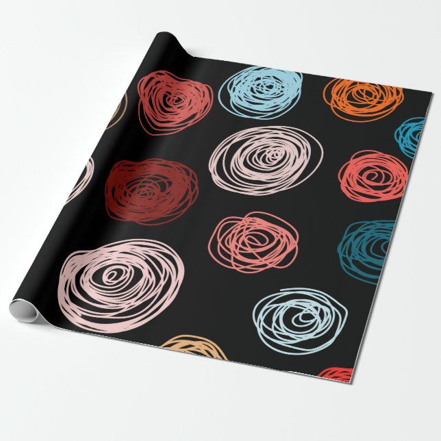 Papel De Regalo Patrón sin brillo, puntos abstractos dibujados a m (Desenrollado)