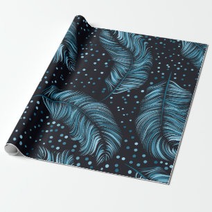 Papel De Regalo Patrón sin brillo, textura infinita. plumas oscur