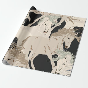 Papel De Regalo Patrón sin fisuras de caballos galopantes. b cuadr