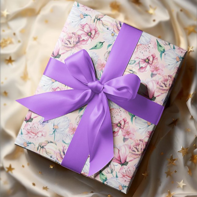 Papel De Regalo Patrón sin fisuras de flores estéticas (Subido por el creador)