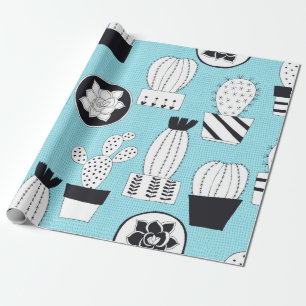 Papel De Regalo Patrón sin fisuras dibujado a mano con cactus y su