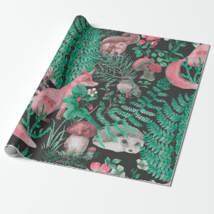 Papel De Regalo Patrón sin fisuras dibujado a mano con el bosque d