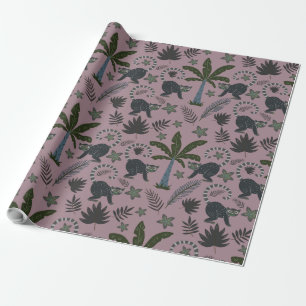 Papel De Regalo Patrón sin foco Animales tropicales saltando monos