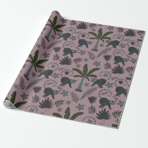 Papel De Regalo Patrón sin foco Animales tropicales saltando monos