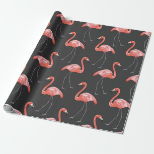 Papel De Regalo Patrón sin foco con aves tropicales y flama rosa