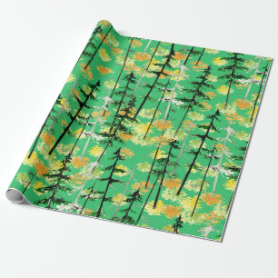 Papel De Regalo Patrón sin foco con bosque otoñal