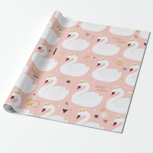 Papel De Regalo Patrón sin foco con cisnes blancos adorables. Todo