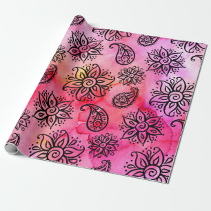 Papel De Regalo Patrón sin foco con decúd étnico floral ornamental