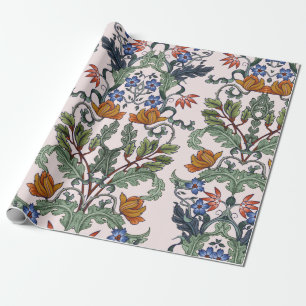 Papel De Regalo Patrón sin foco con flores de estilo art deco. M