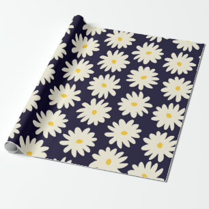 Papel De Regalo Patrón sin foco con flores dibujadas a mano en cre