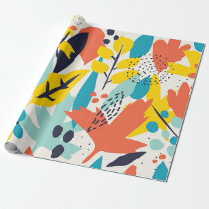 Papel De Regalo Patrón sin foco con flores pintadas a mano y pulga