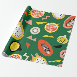 Papel De Regalo Patrón sin foco con frutos tropicales