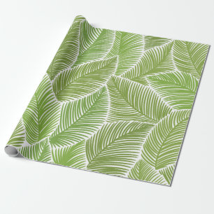 Papel De Regalo Patrón sin foco con hojas de palma verdes
