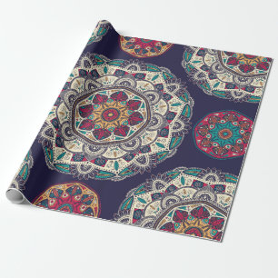 Papel De Regalo Patrón sin foco con hombre étnico floral ornamen