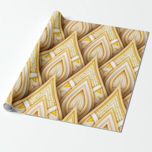 Papel De Regalo Patrón sin foco con motivos étnicos dorados. Endle