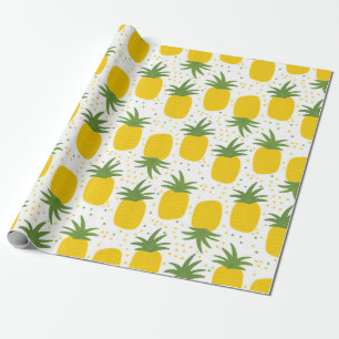 Papel De Regalo Patrón sin foco con piñas. Piña amarilla