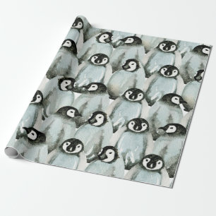 Papel De Regalo Patrón sin foco con pingüinos lindos