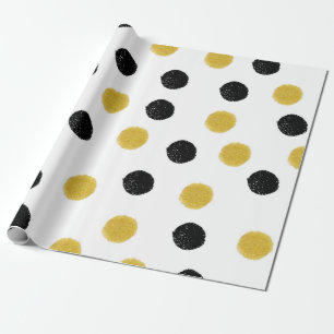 Papel De Regalo Patrón sin foco con puntos caóticos de oro y negro