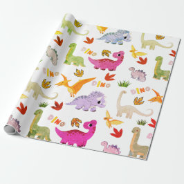 Papel De Regalo Patrón sin foco cumpleaños de niños dinosaurios br
