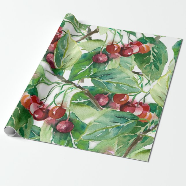 Papel De Regalo Patrón sin foco de cereza (Desenrollado)