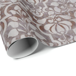 Papel De Regalo Patrón sin foco de Damask de color victoriano marr