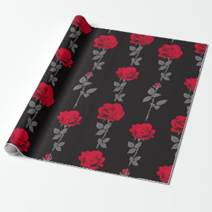 Papel De Regalo Patrón sin foco de flores rojas rojas vintage abst