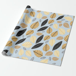 Papel De Regalo Patrón sin foco de hojas de otoño sobre un fondo a