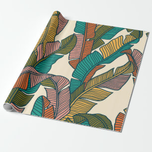 Papel De Regalo Patrón sin foco de hojas de palmeras tropicales