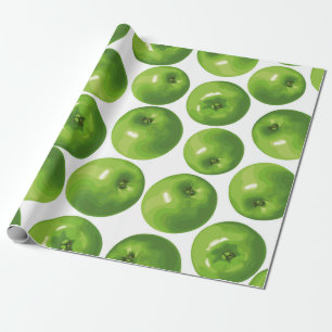 Papel De Regalo Patrón sin foco de manzana verde