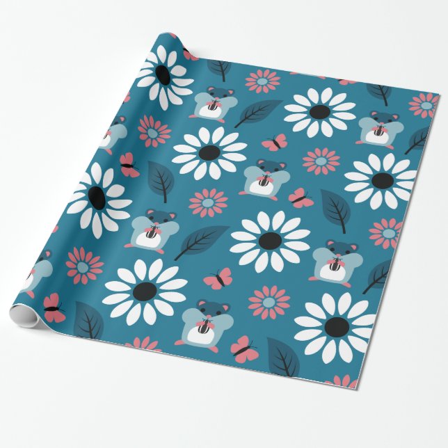 Papel De Regalo Patrón sin foco de martillo y girasol (Desenrollado)