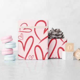 Papel De Regalo Patrón sin foco del corazón rojo