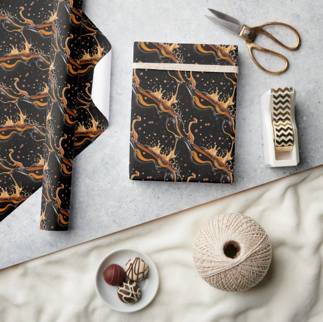 Papel De Regalo Patrón sin foco Esplash de café negro (Artesanía)