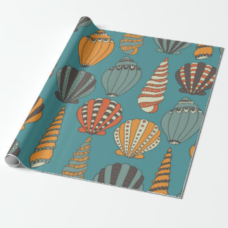 Papel De Regalo Patrón sin inconvenientes con conchas, iconos dibu