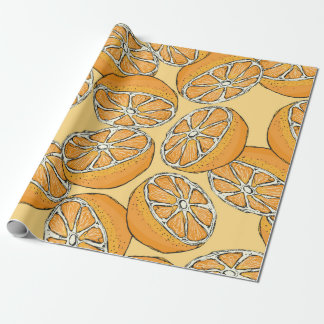 Papel De Regalo Patrón sin inconvenientes con naranjas en lonchas.