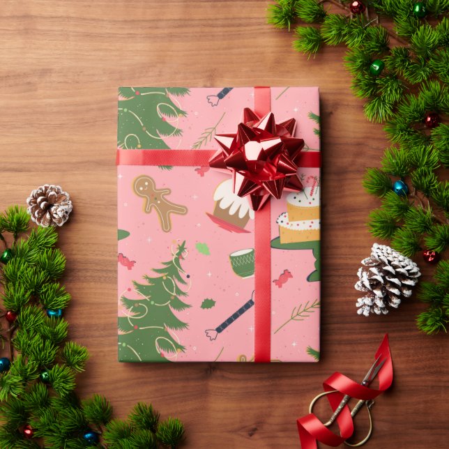 Papel De Regalo Patrón sin inconvenientes con un árbol de Navidad  (Regalo de vacaciones)