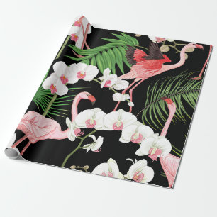 Papel De Regalo Patrón sin mar, fondo con plantas tropicales,