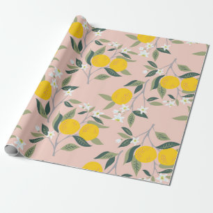 Papel De Regalo Patrón sin problemas con ramas de naranjas en flor