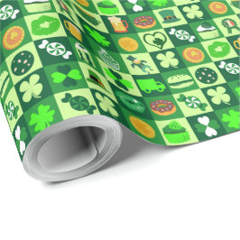 Papel De Regalo Patrón sin problemas de iconos del Día de San Patr