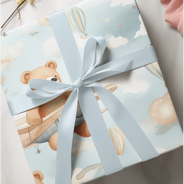 Papel De Regalo Patrón sin problemas de oseos y aviones para niños (Subido por el creador)