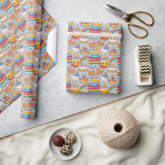 Papel De Regalo Patrón sin problemas Fiesta de cumpleaños feliz