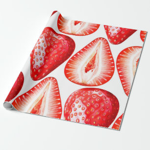 Papel De Regalo Patrón sin soldadura con fresas maduras sobre la