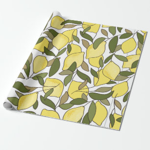 Papel De Regalo Patrón sin soldadura con limones y hojas