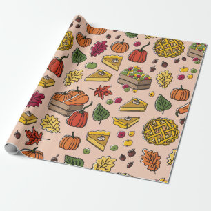 Papel De Regalo Patrón sin soldadura con tarta de calabaza, tarta