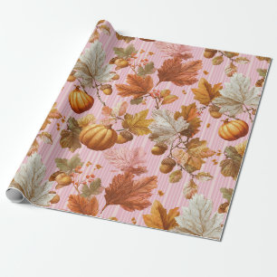 Papel De Regalo Patrón sin soldadura de hojas y calabazas otoñales