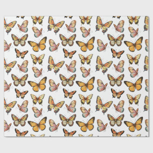 Papel De Regalo Patrón sin soldadura de mariposa. Mariposa monarca