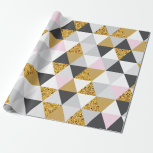 Papel De Regalo Patrón sin soldadura de mármol geométrico de oro