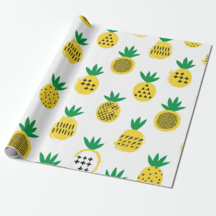 Papel De Regalo Patrón sin soldadura de piña. Diseño infantil. 