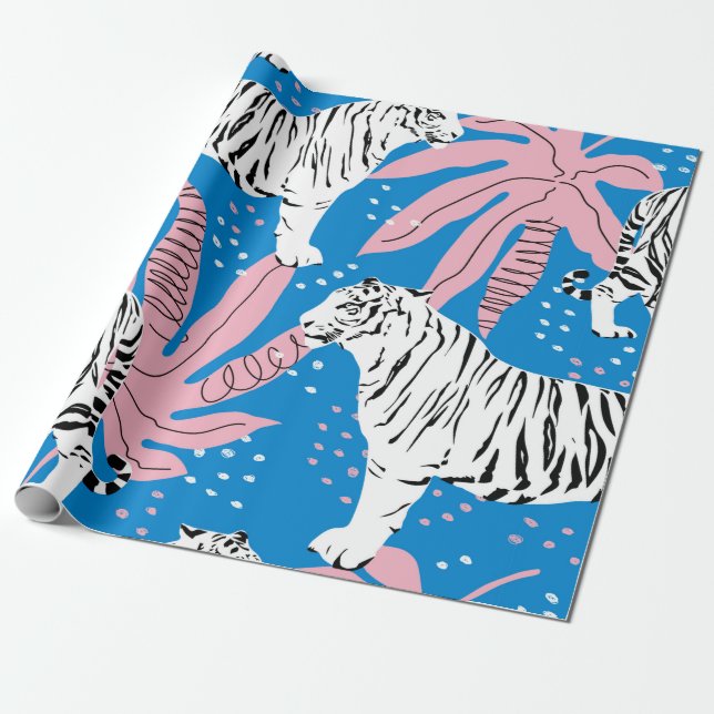 Papel De Regalo Patrón sin soldadura de tiburón, fondo animal salv (Desenrollado)